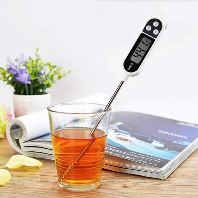 Food Thermometer Digital Real-Time Reading Meat and Beverage Thermometer with LCD Display and Probe Electronic Kitchen Thermomet