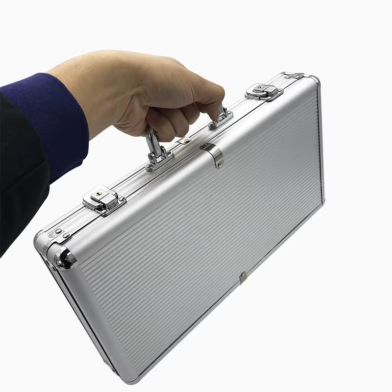 High Quality Portable 100/300 Suitcase Poker Chips Box Non-Slip Mat Aluminum Suitcase Texas Playing Card Chips Box