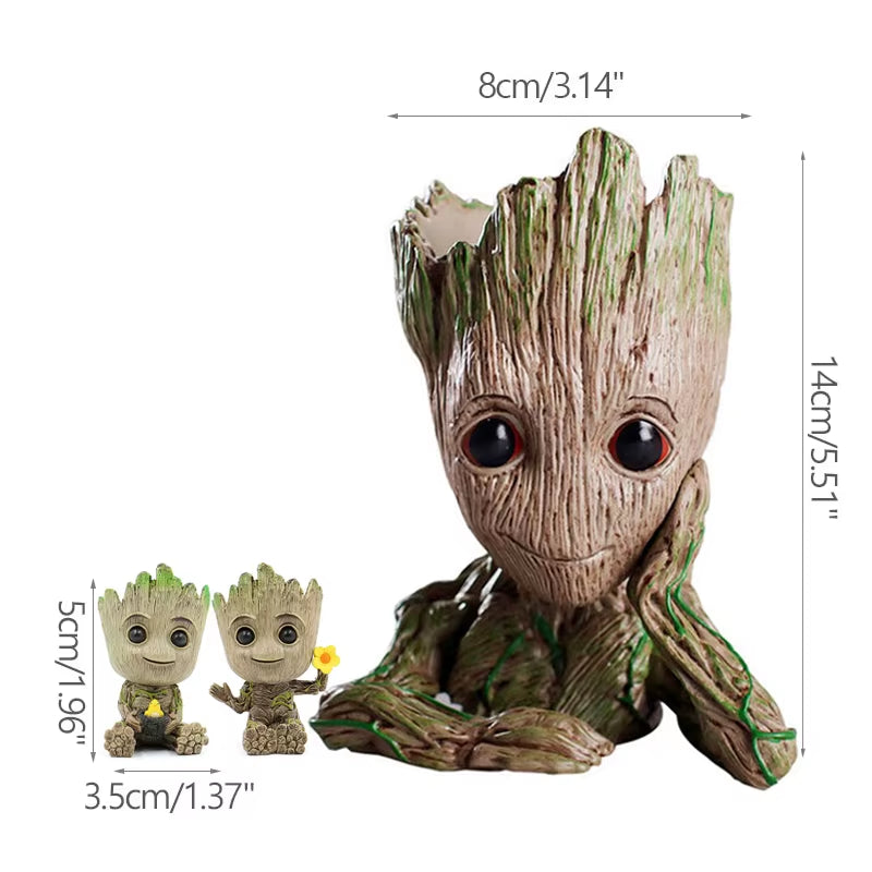 Home Decor Groot Sculpture Anime Figure Figurine Hero Statue Tree Man Ornaments Flower Pots Home Garden Home Office Pen Holder