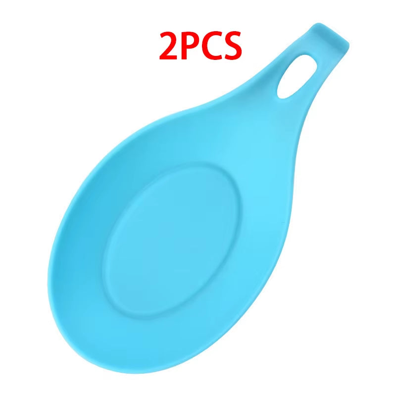 2/4PCS Silicone Spoon Rest Spatula Holder Insulation Spoon Shelf Kitchen Utensils Placemat Tray for Home Kitchen Accessories
