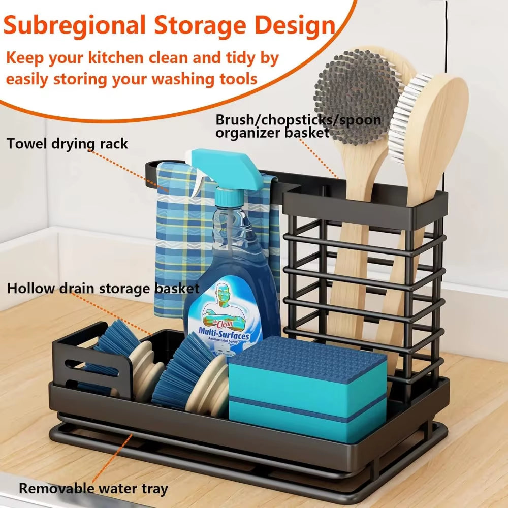 Kitchen Caddy Sink Organizer, Stainless Steel Sink Caddy Sponge Holder for Kitchen Sink,Christmas Gift