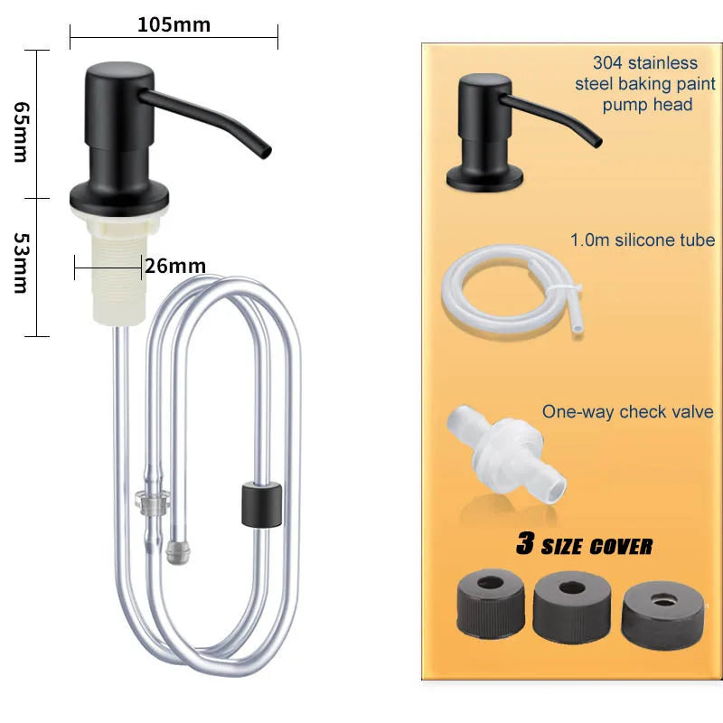 2PCS Stainless Steel Liquid Soap Dispenser Pump Kitchen Sink Hand Pressure Liquid Dispenser Kitchen Hardware Accessories