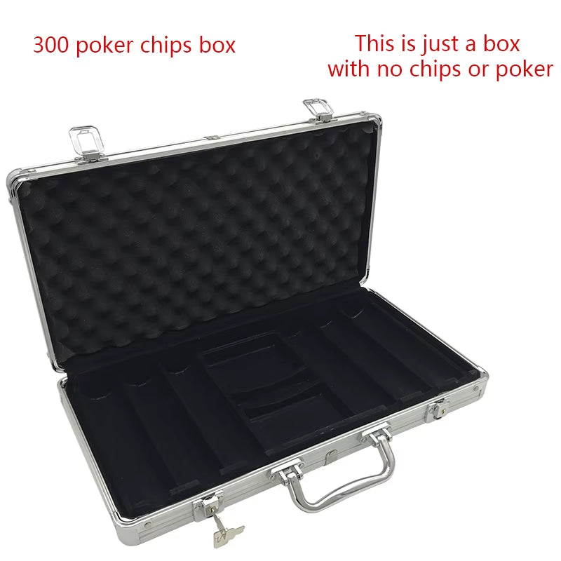 High Quality Portable 100/300 Suitcase Poker Chips Box Non-Slip Mat Aluminum Suitcase Texas Playing Card Chips Box