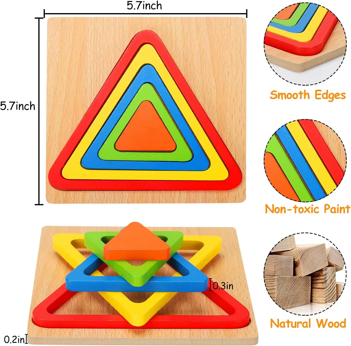 Stacking Puzzle Game Blocks Educational Toy for Kids Montessori Wooden Shape Sorting Puzzle Sensory Toys Developmental 1 2 3 4 Y