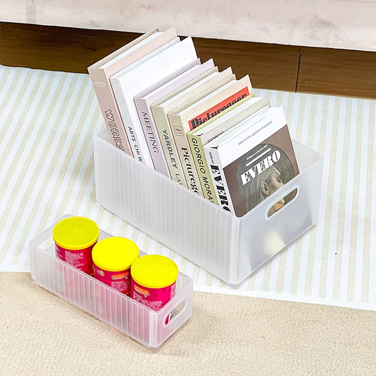 Foldable Cabinet Storage Organization Pull-Out Plastic Storage Box with Handle Large Capacity Storage Case Kitchen Organizer 