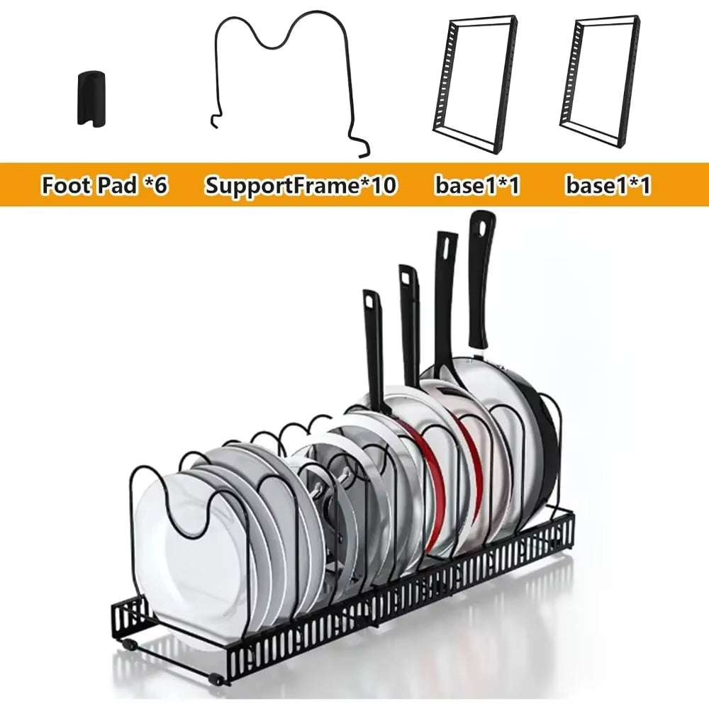 2 Pack Expandable Pot Lid Rack Organizer, Pans Organizer Rack, Pots and Pans Organizer Rack Cookware Set Organizer