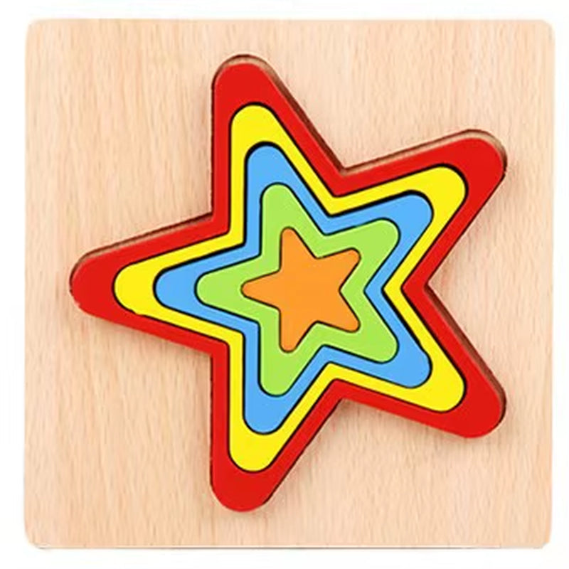 Stacking Puzzle Game Blocks Educational Toy for Kids Montessori Wooden Shape Sorting Puzzle Sensory Toys Developmental 1 2 3 4 Y