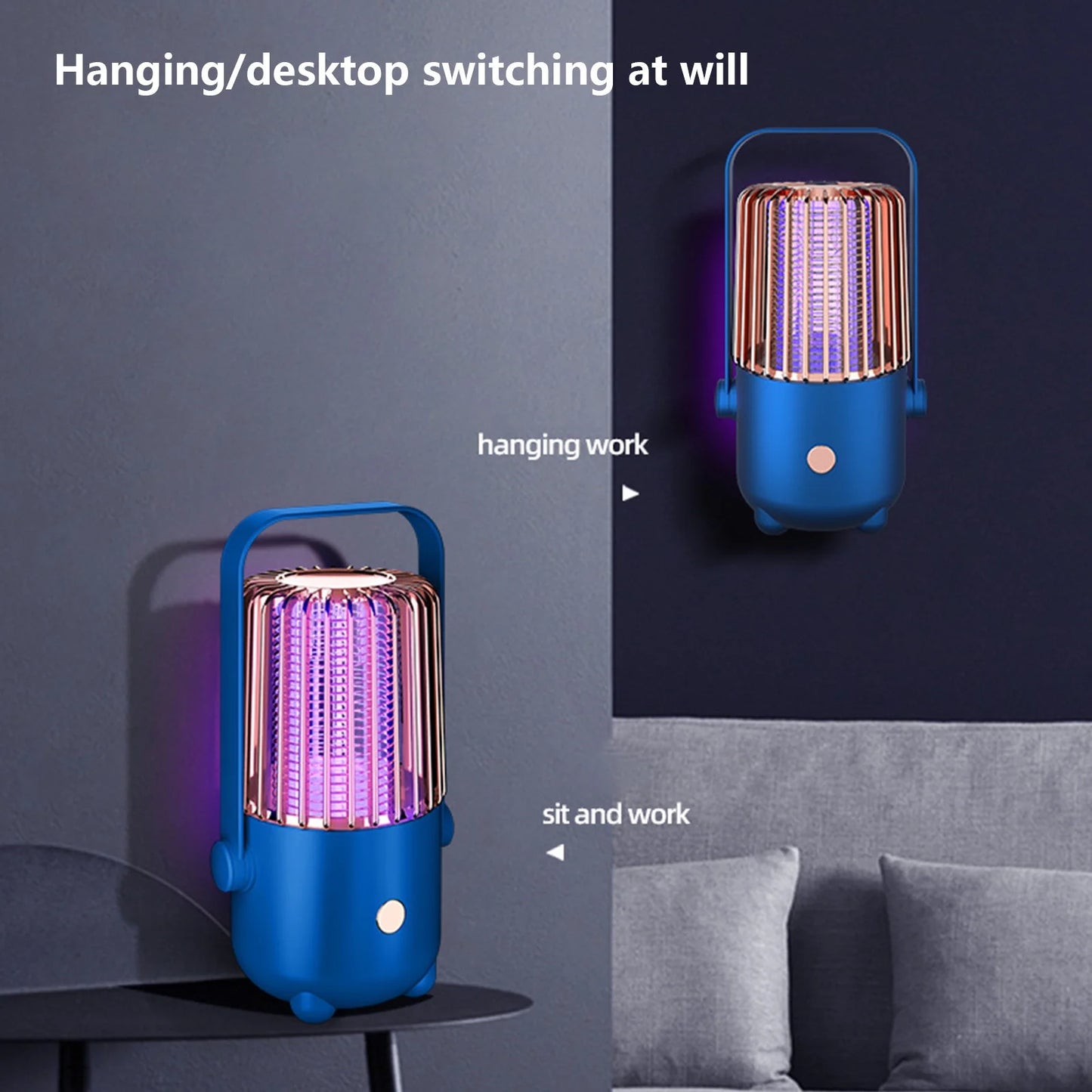 Indoor Mosquito Zapper Trap, 1000V Electric Bug Killer for Home/Kitchen/Restaurant, Usb-Powered Fly & Gnat Catcher with Hanging/Tabletop Design, 20-100㎡ Coverage