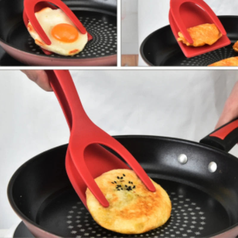 2-In-1 Kitchen Accessories Kitchen Gadget Sets Omelette Spatula Kitchen Silicone Spatula for Toast Pancake Egg Flip Tongs Cocina