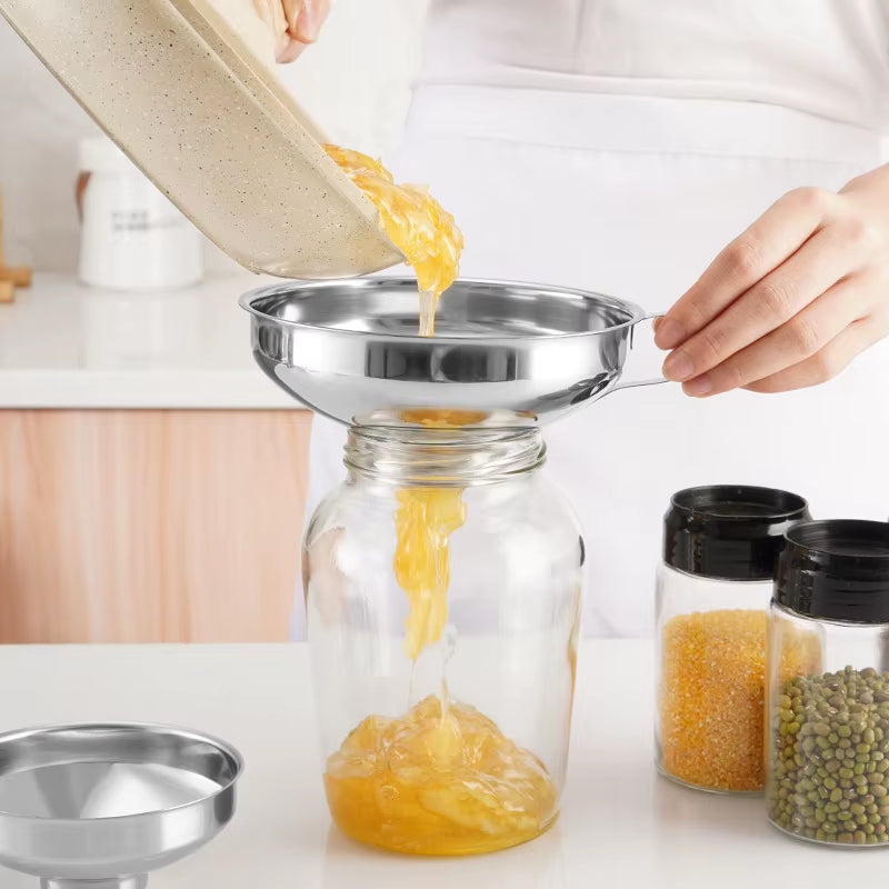 Stainless Steel Wide Mouth Funnel Canning Funnel Cup Jam Salad Dressing Hopper Filter for Jar Canned Filteroil Wine Water Spices