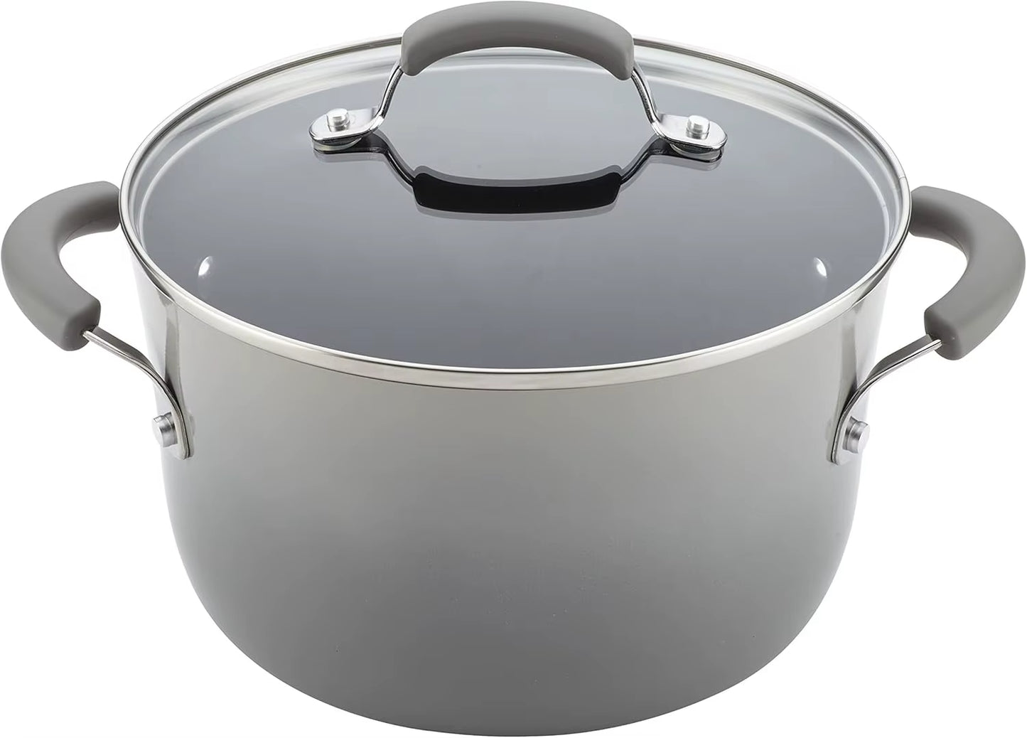 Brights Nonstick Cookware Pots and Pans Set, 14 Piece, Sea Salt Gray