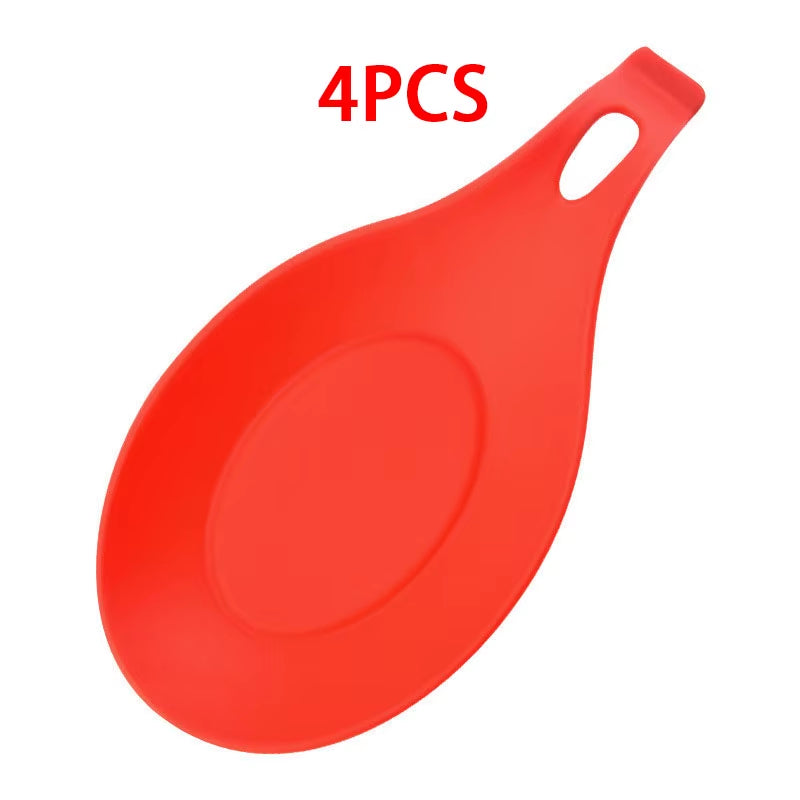 2/4PCS Silicone Spoon Rest Spatula Holder Insulation Spoon Shelf Kitchen Utensils Placemat Tray for Home Kitchen Accessories