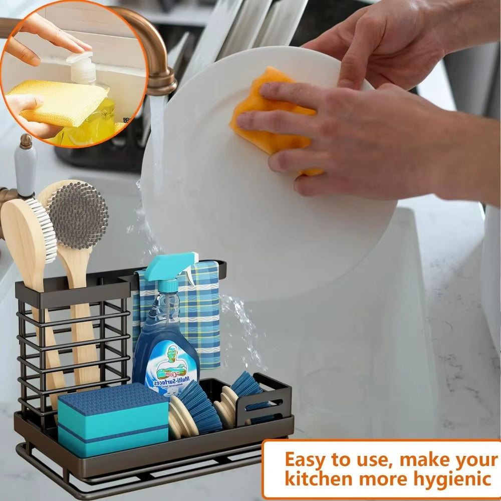 Kitchen Caddy Sink Organizer, Stainless Steel Sink Caddy Sponge Holder for Kitchen Sink,Christmas Gift