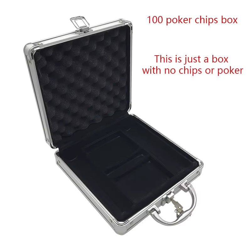 High Quality Portable 100/300 Suitcase Poker Chips Box Non-Slip Mat Aluminum Suitcase Texas Playing Card Chips Box