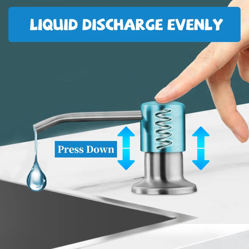 2PCS Stainless Steel Liquid Soap Dispenser Pump Kitchen Sink Hand Pressure Liquid Dispenser Kitchen Hardware Accessories