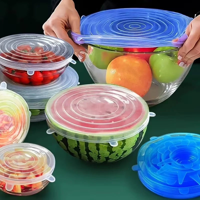 6Pcs/Set Silicone Stretch Lids, Reusable Durable Food Storage Lids for Bowls, Silicone Lids
