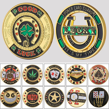 Metal Poker Card Guard Protector Poker Cards Metal Souvenir Chips Casino Dealer Coin Poker Game Hold'Em Accessories Lucky Item