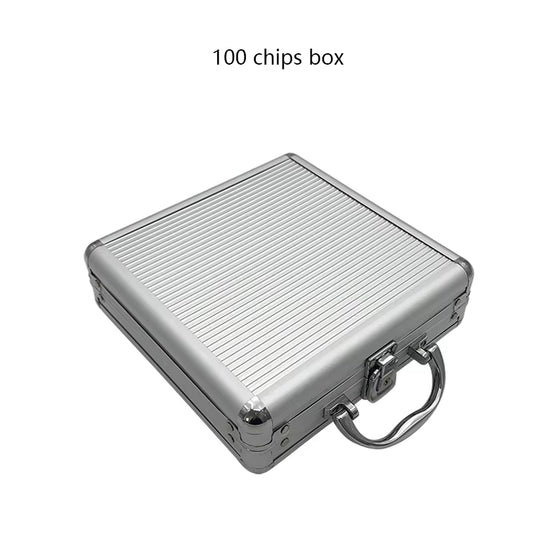High Quality Portable 100/300 Suitcase Poker Chips Box Non-Slip Mat Aluminum Suitcase Texas Playing Card Chips Box