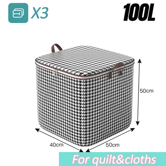 Quilt Storage Box Dustproof Organizers Non-Woven Wardrobe Space Saving Bag House-Moving Bedding Box Travel Storage Organization