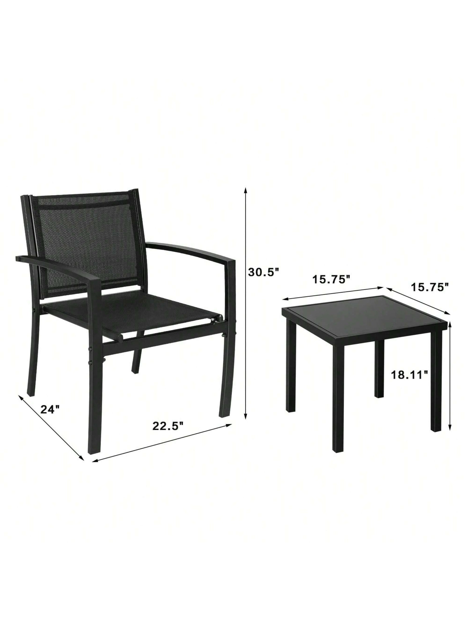 Flamaker 4 Pieces Patio Furniture Outdoor Furniture Outdoor Patio Furniture Set Textilene Bistro Set Modern Conversation Set Black Bistro Set with Loveseat Tea Table