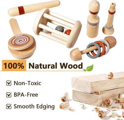 Baby Musical Toys Montessori Toys Wooden Percussion Instruments Set Oddler Music Toys Preschool Educational Birthday Gift