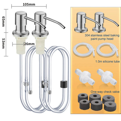 2PCS Stainless Steel Liquid Soap Dispenser Pump Kitchen Sink Hand Pressure Liquid Dispenser Kitchen Hardware Accessories