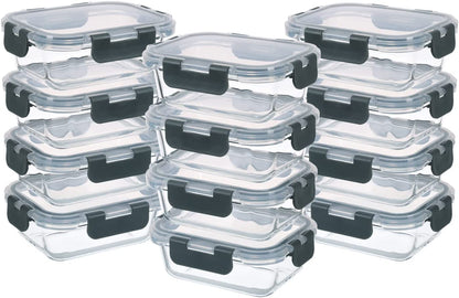 24-Piece Small Glass Food Storage Containers with Lids Airtight, 1.5 Cup Meal Prep Containers Set, Microwave&Dishwasher Safe, Leak-Proof, Bpa-Free, Grey