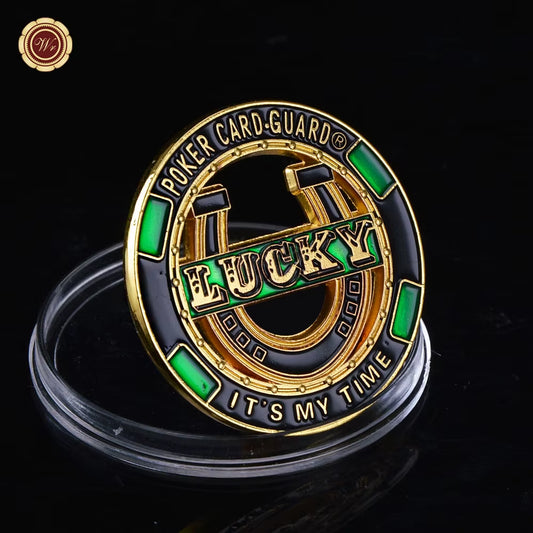 Metal Poker Card Guard Protector Poker Cards Metal Souvenir Chips Casino Dealer Coin Poker Game Hold'Em Accessories Lucky Item