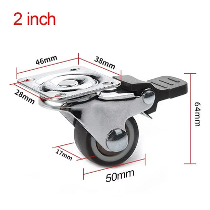 4PCS Furniture Caster 1/2 Inches Soft Rubber Universal Wheel Swivel Caster Roller Wheel for Platform Trolley Accessory Furniture