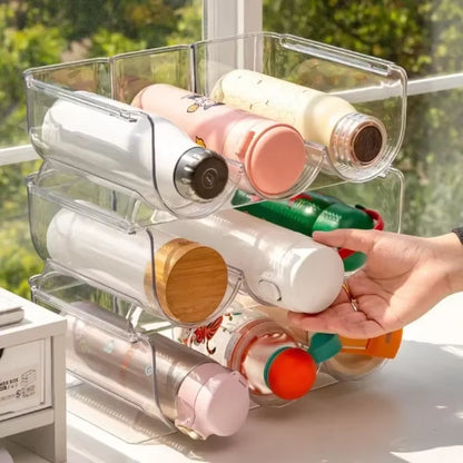 Water Bottle Holder,Kitchen Storage Organization and Storage,Stackable Cup Holder, Suitable for Cabinets, Plastic Refrigerator