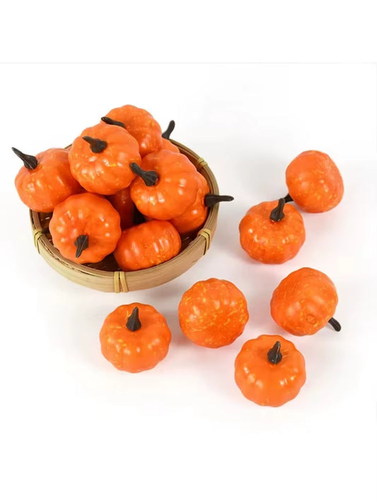 Thanksgiving Simulation Pumpkin Pumpkin Halloween Pumpkin Wreath Decoration Accessories 12Pcs Height 5.2Cm Diameter 4.2Cm
