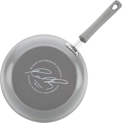 Brights Nonstick Cookware Pots and Pans Set, 14 Piece, Sea Salt Gray