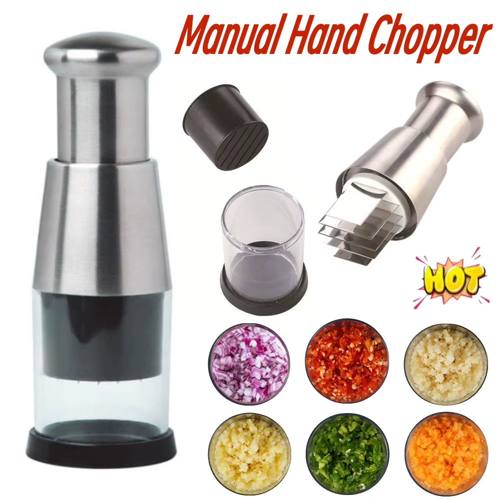 Stainless Steel Manual Hand Chopper Onion Garlic Chopper Kitchen Tools Vegetable Cooking Crusher Home Kitchen Accessories