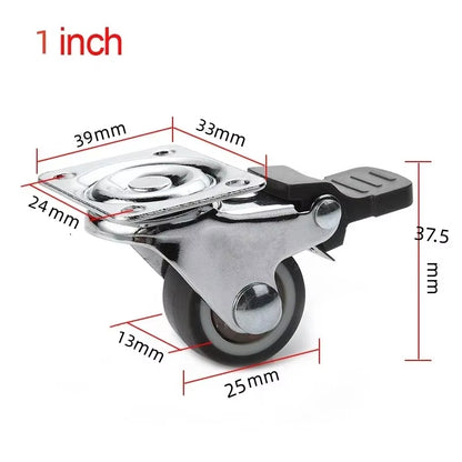 4PCS Furniture Caster 1/2 Inches Soft Rubber Universal Wheel Swivel Caster Roller Wheel for Platform Trolley Accessory Furniture