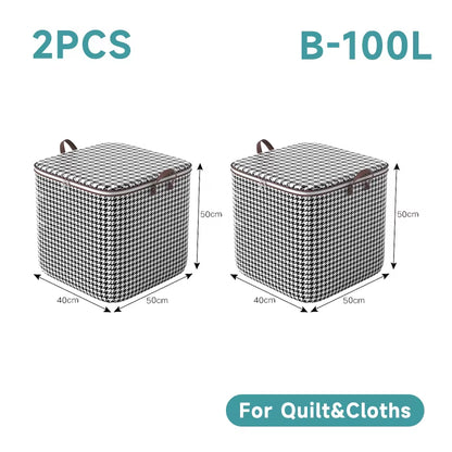 Quilt Storage Box Dustproof Organizers Non-Woven Wardrobe Space Saving Bag House-Moving Bedding Box Travel Storage Organization