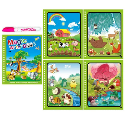 Children Early Education Toys Magical Book with Pen Water Drawing Toys Gift Reusable Coloring Book Magic Drawing Book