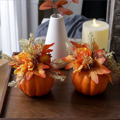 Artificial Pumpkin Autumn Herbst Decoration Chrysanthemum Home Decor Thanksgiving Halloween Table Entryway Sideboard Figurines