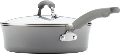 Brights Nonstick Cookware Pots and Pans Set, 14 Piece, Sea Salt Gray
