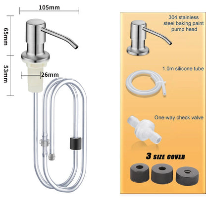2PCS Stainless Steel Liquid Soap Dispenser Pump Kitchen Sink Hand Pressure Liquid Dispenser Kitchen Hardware Accessories