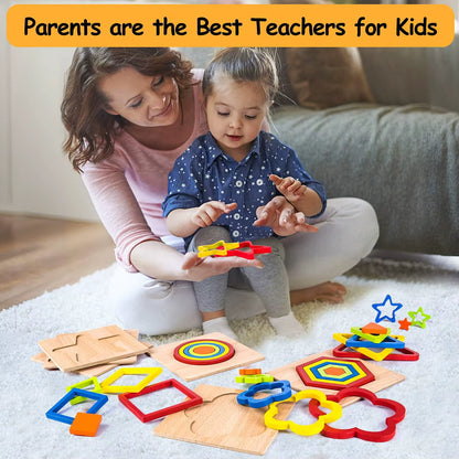 Stacking Puzzle Game Blocks Educational Toy for Kids Montessori Wooden Shape Sorting Puzzle Sensory Toys Developmental 1 2 3 4 Y