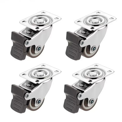 4PCS Furniture Caster 1/2 Inches Soft Rubber Universal Wheel Swivel Caster Roller Wheel for Platform Trolley Accessory Furniture