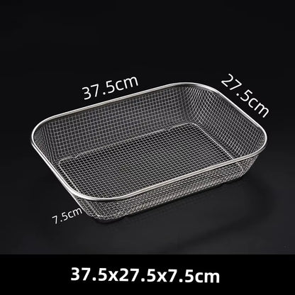 Square Thick Stainless Steel Rectangle Vegetable Fruit Washing Kitchen Utensil Colander Kitchen Sink Wash Basket for the Kitchen