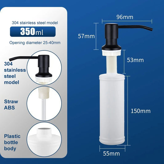 2PCS Stainless Steel Liquid Soap Dispenser Pump Kitchen Sink Hand Pressure Liquid Dispenser Kitchen Hardware Accessories