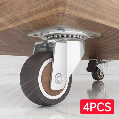 4PCS Furniture Caster 1/2 Inches Soft Rubber Universal Wheel Swivel Caster Roller Wheel for Platform Trolley Accessory Furniture