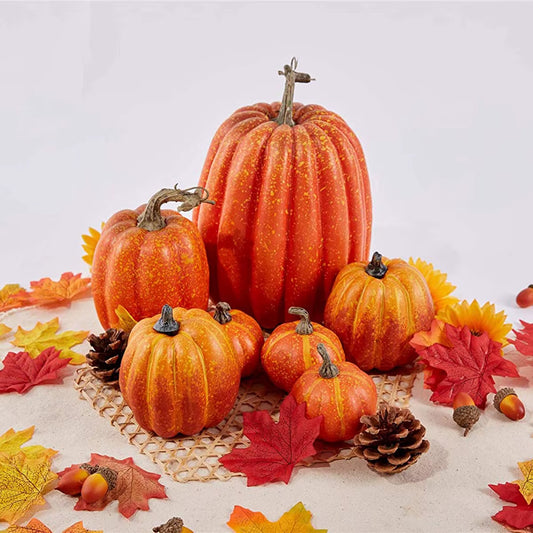 Artificial Pumpkins Assorted Fake Simulation Pumpkin for Halloween Thanksgiving Party Home Decoration DIY Halloween Props