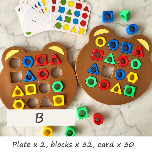 Children Matching Puzzle Toys Colors Geometric Shape Jigsaw Board Games Early Educational Interaction Toys for Kids Battle Games