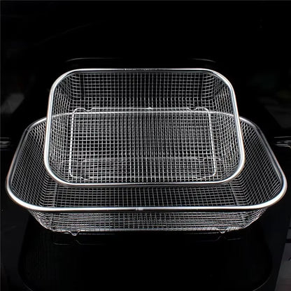 Square Thick Stainless Steel Rectangle Vegetable Fruit Washing Kitchen Utensil Colander Kitchen Sink Wash Basket for the Kitchen