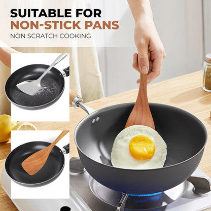 Wooden Kitchen Utensils Set, Smooth Finished Wooden Spoons for Cooking, Natural Teak Cooking Utensils Set for Nonstick Pans