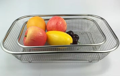 Square Thick Stainless Steel Rectangle Vegetable Fruit Washing Kitchen Utensil Colander Kitchen Sink Wash Basket for the Kitchen