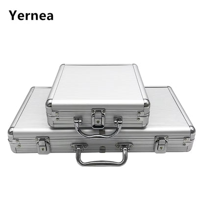 High Quality Portable 100/300 Suitcase Poker Chips Box Non-Slip Mat Aluminum Suitcase Texas Playing Card Chips Box